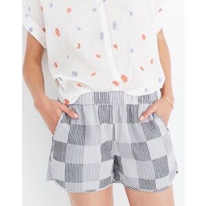 Madewell checker print striped shorts | S